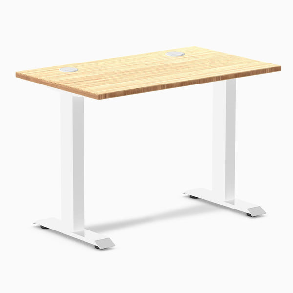 Desky Zero Mini Bamboo Office Desk, Bamboo desktop, White frame
