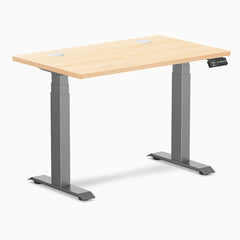 Desky Dual Mini Hardwood Sit Stand Desk, Maple desktop, Space Grey frame