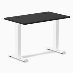 Desky Zero Mini Office Desk, Black desktop, White frame