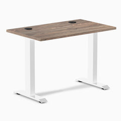 Desky Zero Mini Office Desk, Natural Walnut desktop, White frame
