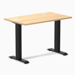Desky Zero Mini Office Desk, Sublime Teak desktop, Matte Black frame