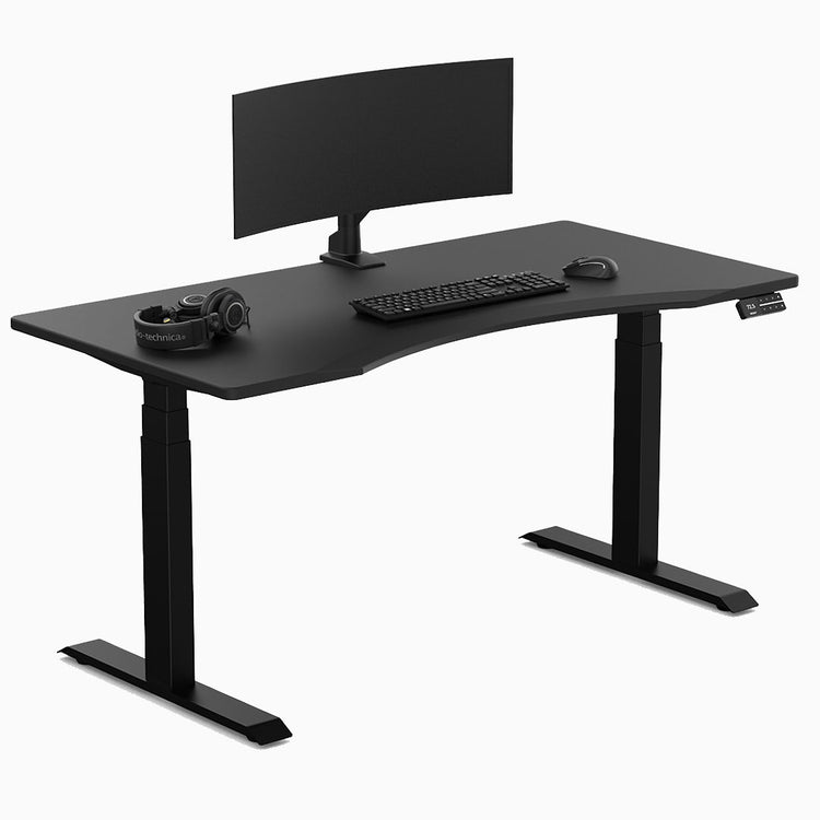 Alpha dual sit stand gaming desk set up