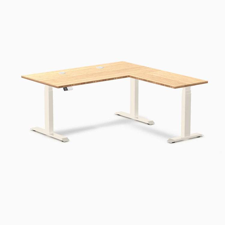 Desky Bamboo L-Shape Sit Stand Desk