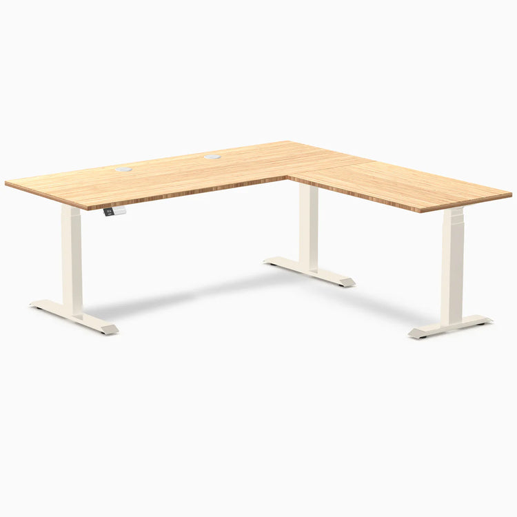 Desky Bamboo L-Shape Sit Stand Desk