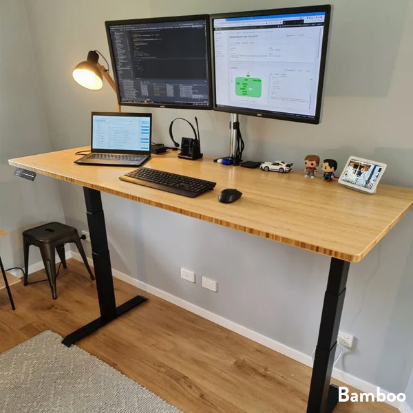 Desky Dual Bamboo Sit Stand Desk