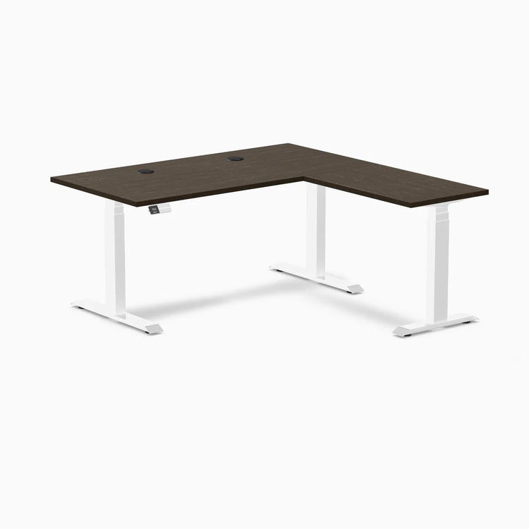 Desky Bamboo L-Shape Sit Stand Desk