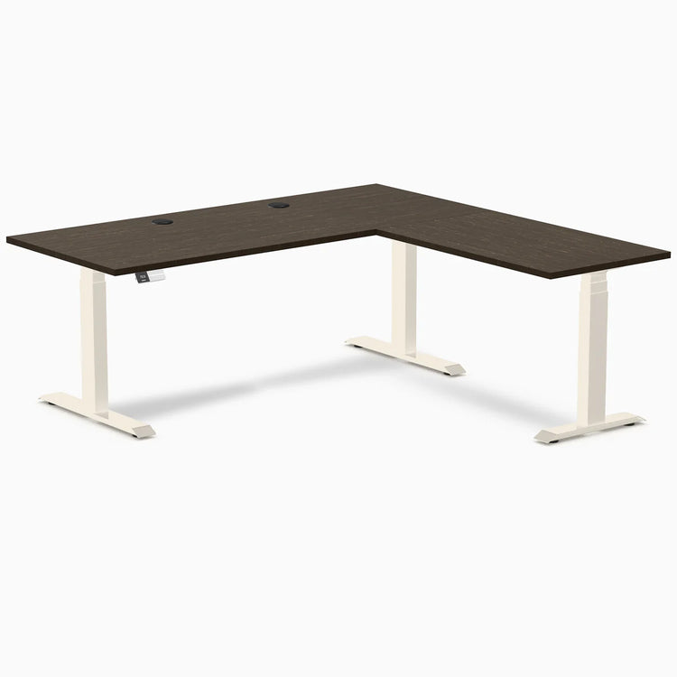 Desky Bamboo L-Shape Sit Stand Desk