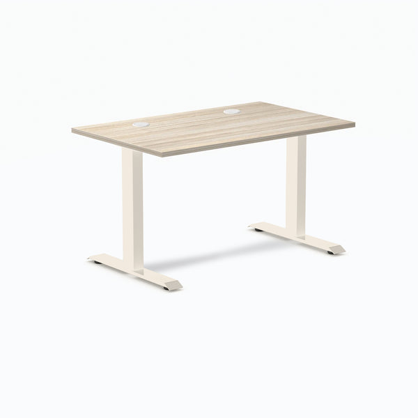Desky Zero Laminate Office Desk, Classic Oak desktop, Wheat frame