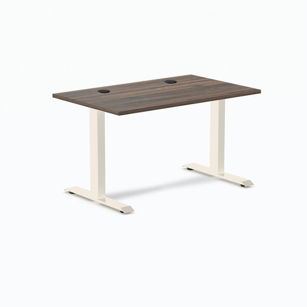 Desky Zero Laminate Office Desk, Jarrah Legno desktop, Wheat frame