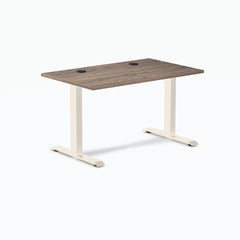 Desky Zero Laminate Office Desk, Natural Walnut desktop, Wheat frame