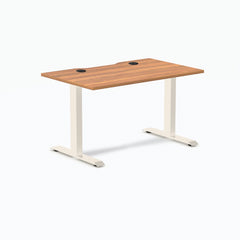 Desky Zero Scalloped Laminate Office Desk, Prime Oak desktop, Wheat frame