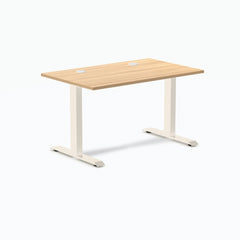 Desky Zero Laminate Office Desk, Sublime Teak desktop, Wheat frame