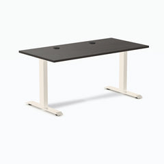 Desky Zero Laminate Office Desk, Burnished Wood desktop, Wheat frame