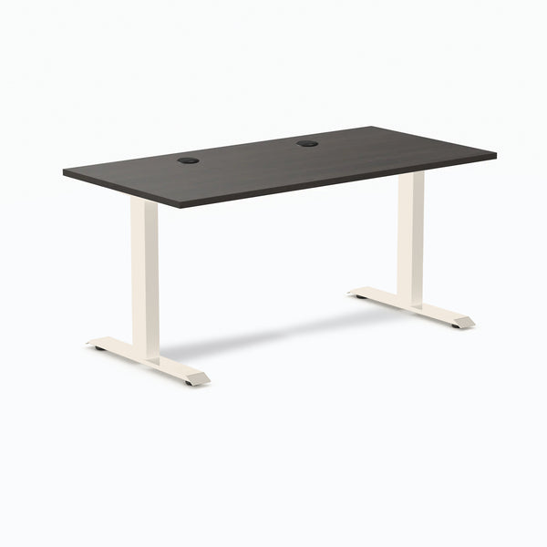 Desky Zero Laminate Office Desk, Burnished Wood desktop, Wheat frame