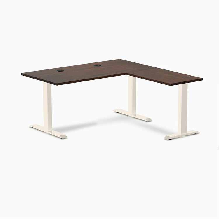 Desky Zero Rubberwood L-Shape Office Desk