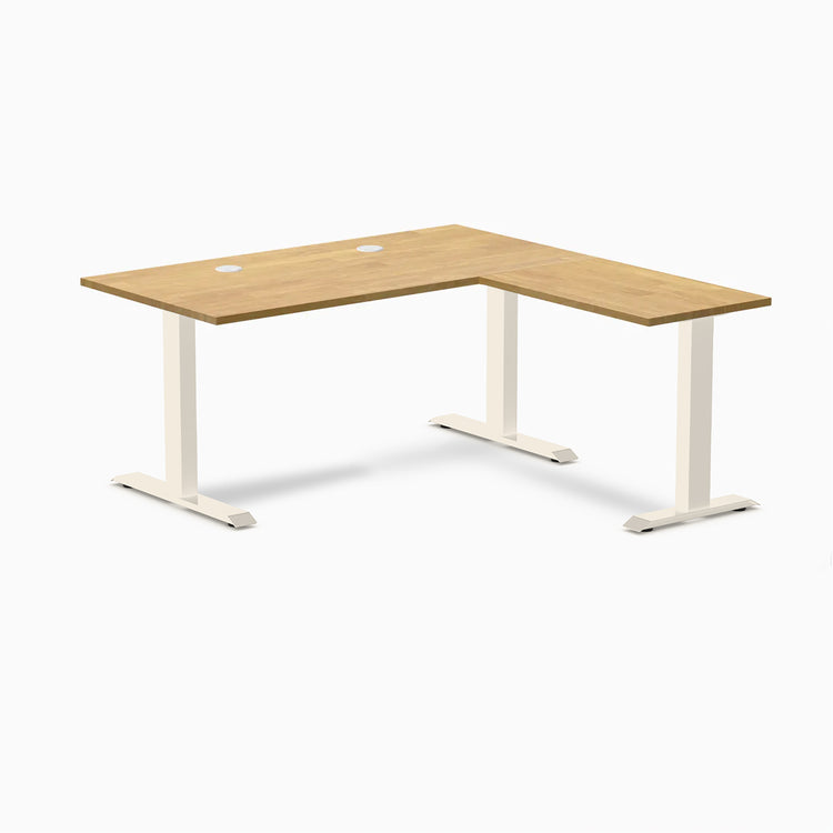 Desky Zero Rubberwood L-Shape Office Desk