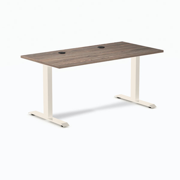 Desky Zero Laminate Office Desk, Natural Walnut desktop, Wheat frame