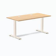 Desky Zero Laminate Office Desk, Sublime Teak desktop, Wheat frame