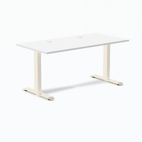 Desky Zero Laminate Office Desk, White desktop, Wheat frame