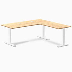 Desky Zero Bamboo L-Shape Office Desk, Bamboo desktop, Wheat frame