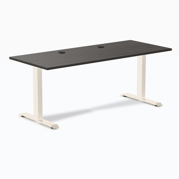 Desky Zero Laminate Office Desk, Burnished Wood desktop, Wheat frame