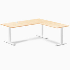 Desky Zero Hardwood L-Shape Office Desk, Maple desktop, Wheat frame