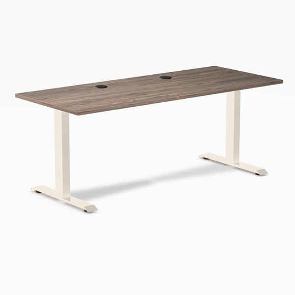 Desky Zero Laminate Office Desk, Natural Walnut desktop, Wheat frame
