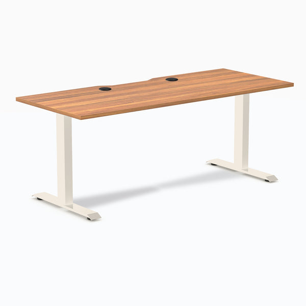 Desky Zero Scalloped Laminate Office Desk, Prime Oak desktop, Wheat frame