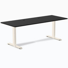 Desky Zero Laminate Office Desk, Black desktop, Wheat frame