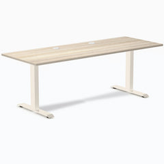 Desky Zero Laminate Office Desk, Classic Oak desktop, Wheat frame