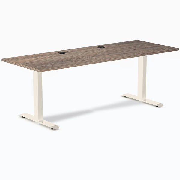 Desky Zero Laminate Office Desk, Natural Walnut desktop, Wheat frame