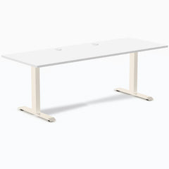 Desky Zero Laminate Office Desk, White desktop, Wheat frame