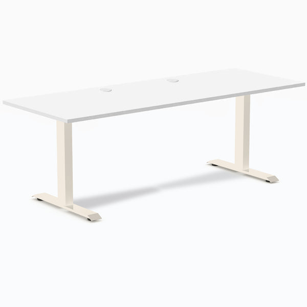 Desky Zero Laminate Office Desk, White desktop, Wheat frame