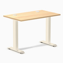 Desky Zero Mini Office Desk, Sublime Teak desktop, Wheat frame