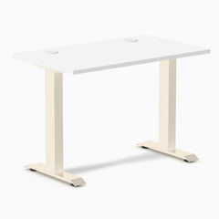Desky Zero Mini Office Desk, White desktop, Wheat frame