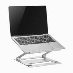 adjustable laptop riser in silver 
