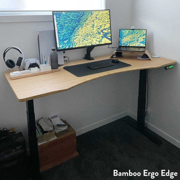 Bamboo ergo edge desk setup standing desk - Desky