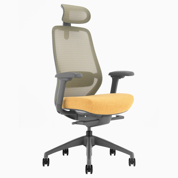 Desky CoilFlex Ergonomic Office Chair in Yellow/Grey