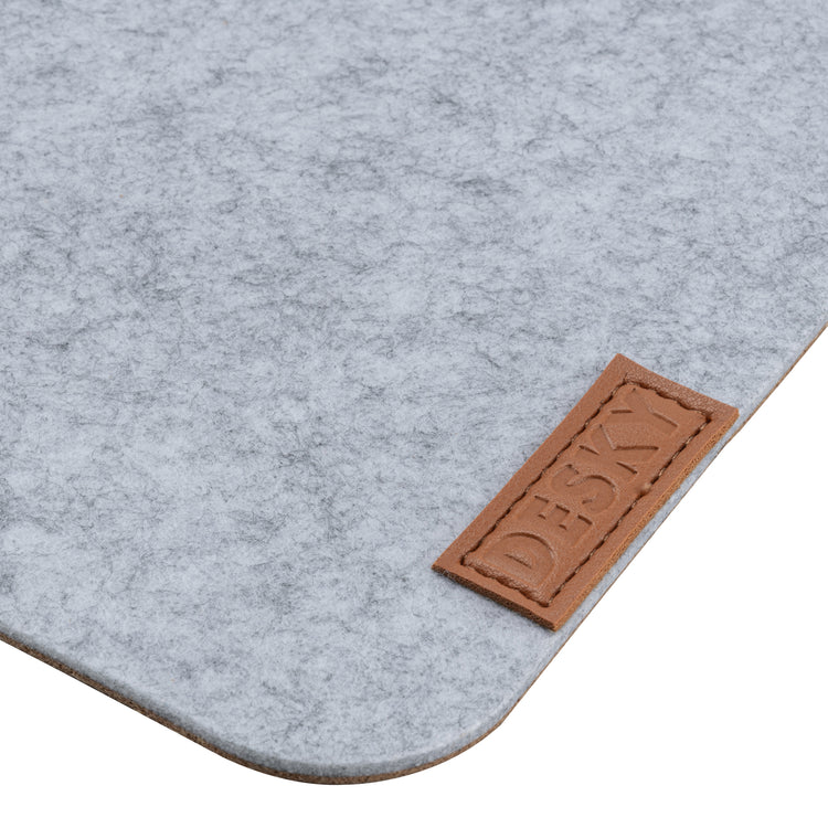 Light grey Desk cork pad stitched detail - Desky Canada