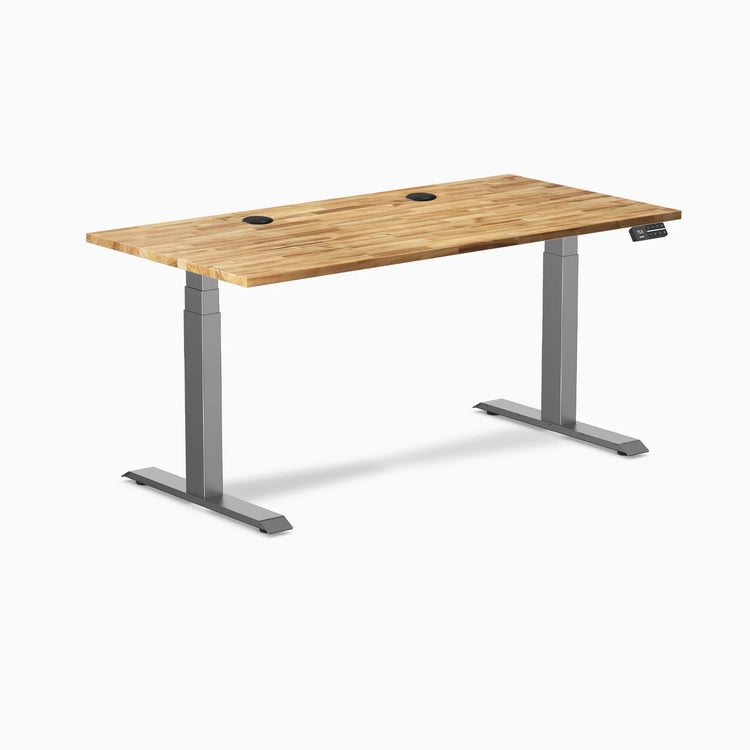 Bureau assis-debout double en bois dur Desky