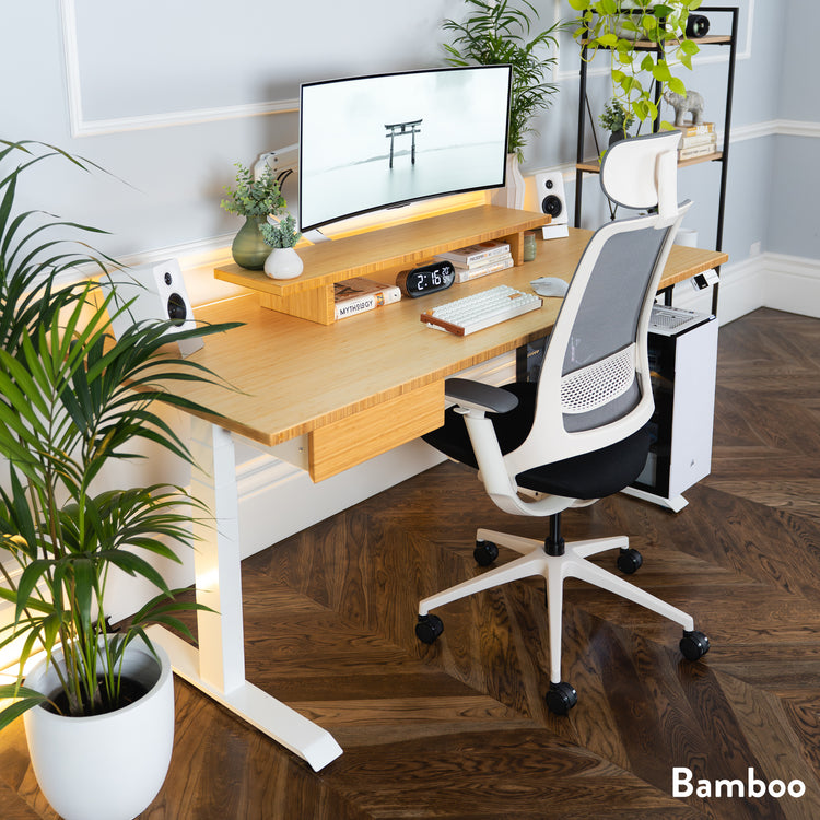 Bureau Assis-Debout Double en Bambou Desky