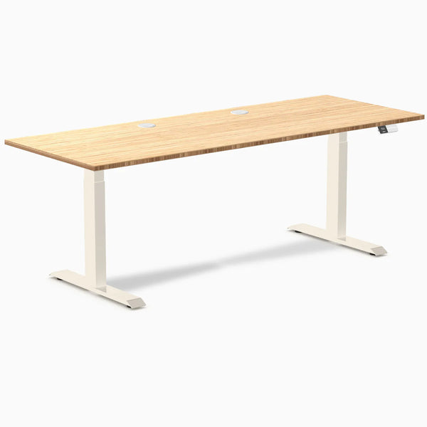 Desky Dual Bamboo Sit Stand Desk, Bamboo desktop, Wheat frame