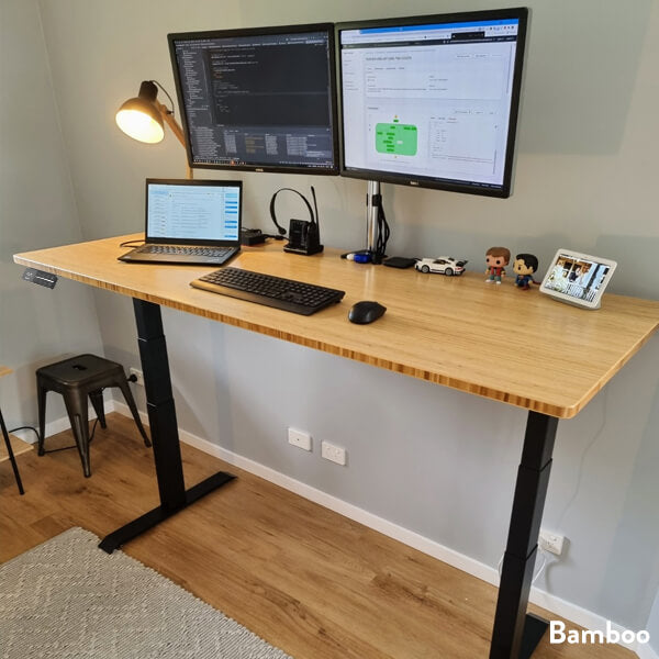 dual bamboo sit stand desk