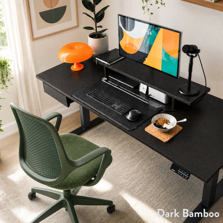 Bureau Assis-Debout Double en Bambou Desky