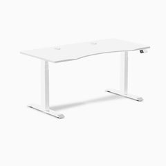 Desky Dual Ergo Edge Sit Stand Desk, White desktop, White frame