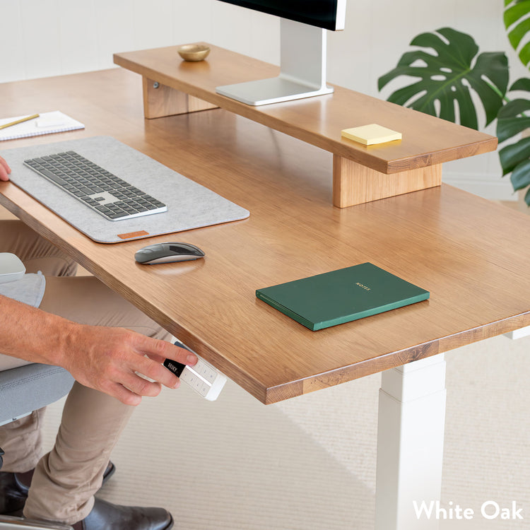 Desky Dual Hardwood Standing Desk With Drawer