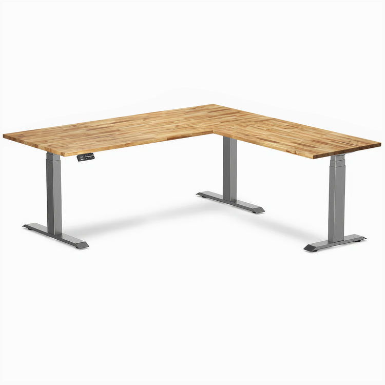 Bureau assis-debout en forme de L en bois dur Desky