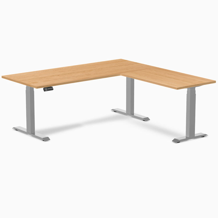 Desky Hardwood L-Shape Sit Stand Desk