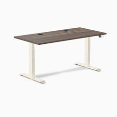 Desky Dual Laminate Sit Stand Desk, Jarrah Legno desktop, Wheat frame