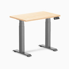 Desky Dual Mini Hardwood Sit Stand Desk, Maple desktop, Space Grey frame